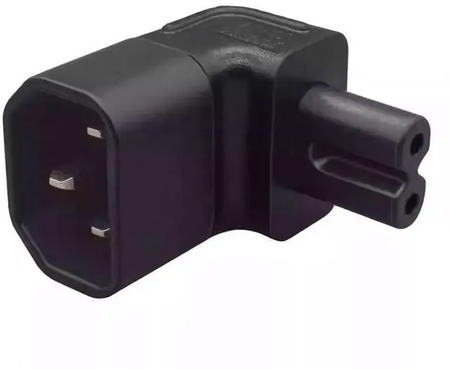 Main image of IEC60320 C14 Male to C7 Female 2Pin Power Extension Adapter AC Convertor Up Angled 90 Degree Connector