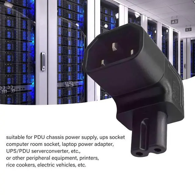 Alt view image 2 of 7 - IEC60320 C14 Male to C7 Female 2Pin Power Extension Adapter AC Convertor Up Angled 90 Degree Connector