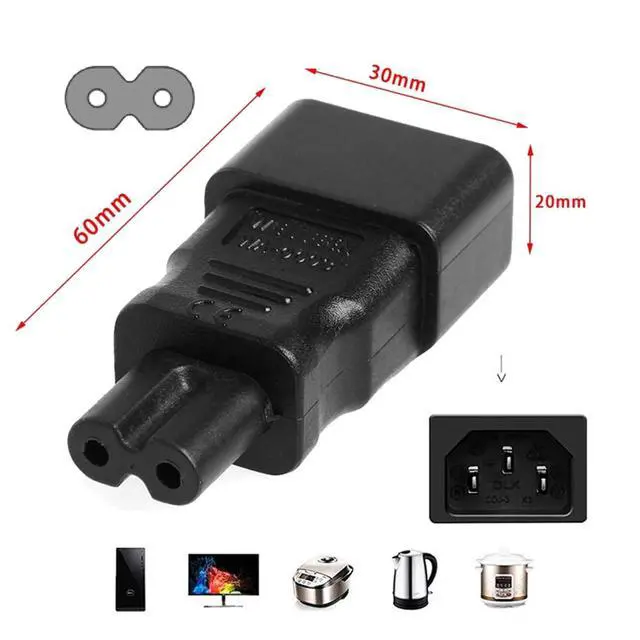 Alt view image 3 of 7 - IEC60320 C14 Male to C7 Female 2Pin Power Extension Adapter AC Convertor Straight Connector