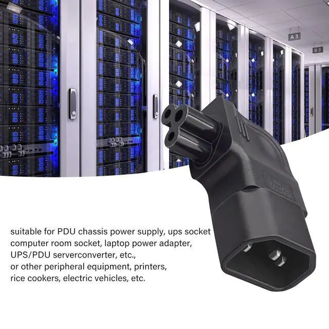 Alt view image 2 of 7 - IEC60320 C14 Male to C5 Female 3Pole Power Extension Adapter AC Convertor Right Angled 90 Degree Connector
