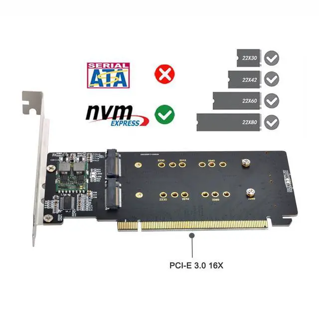 Alt view image 3 of 7 - Virtual Raid NGFF Dual 2X NVME M.2 NGFF SSD to Detachable Bifurcation PCIE Express 5.0 Gen5 Gen4 X16 Raid Card VROC Raid0 Hyper Adapter