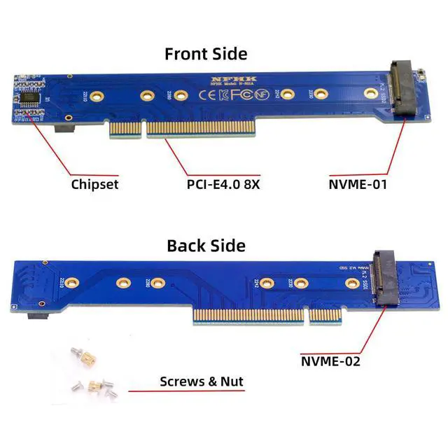 Alt view image 6 of 7 - Virtual Raid NGFF Low Profile Dual 2X NVME M.2 SSD to Detachable Bifurcation PCIE Express Gen4 X8 X16 Raid Card VROC Raid0 Hyper Adapter