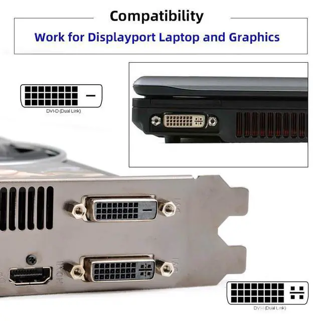 Alt view image 4 of 7 - DVI Virtual Display 24+1 DVI-D Active Adapter Dummy Plug Headless Ghost Emulator Compatible with Remote Desktop Laptop Server NAS Black Color (4K@60Hz)