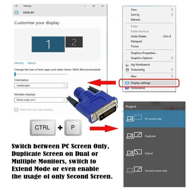 Alt view image 5 of 7 - DVI Virtual Display 24+1 DVI-D Active Adapter Dummy Plug Headless Ghost Emulator Compatible with Remote Desktop Laptop Server NAS Black Color (4K@60Hz)