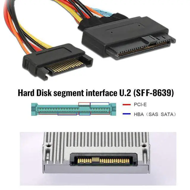 Alt view image 6 of 7 - PCI-E5.0 MCIO 4X Mini Cool Edge IO to U.2 SFF-8639 NVME PCIe PCI-Express Cable for Mainboard SSD