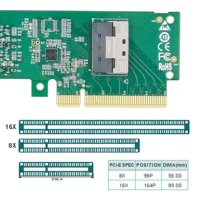Alt view image 6 of 7 - PCIE 5.0 PCI-Express 8X to MCIO 8i Mini Cool Edge IO SFF-TA-1016 VROC Adapter for Mainboard SSD Graphics Card