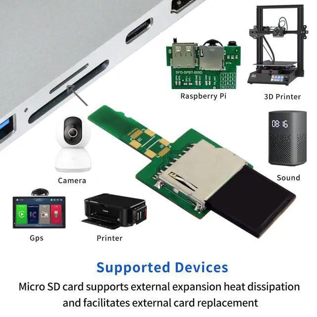Alt view image 5 of 7 - 10pcs/Pack UHS-I TF Micro SD Male Extender to SD Card Female Extension Adapter PCBA Compatible with SD/SDHC/SDXC UHS-1 (Green PCB)