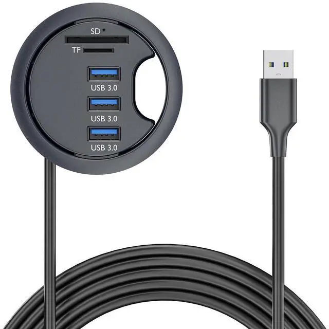 Main image of USB 3.0 Multi HUB 5Gbps to SD TF 3 Port USB 60mm Desk Grommet Splitter Dock Station Micro-SD Card Reader for Desktop Desk Hole Laptop