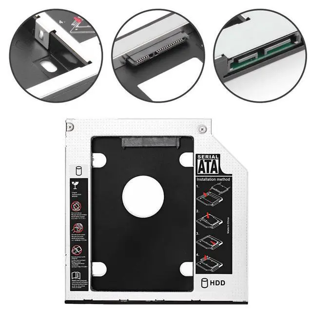 Alt view image 4 of 7 - SATA 22Pin Female to Slimline SATA 13P Male HDD 2nd Hard Disk Drive Caddy Enclosure for 9.5mm Universal Laptop CD DVD-ROM Optical Bay