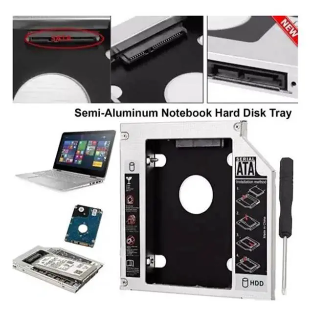 Alt view image 7 of 7 - SATA 22Pin Female to Slimline SATA 13P Male HDD 2nd Hard Disk Drive Caddy Enclosure for 9.5mm Universal Laptop CD DVD-ROM Optical Bay