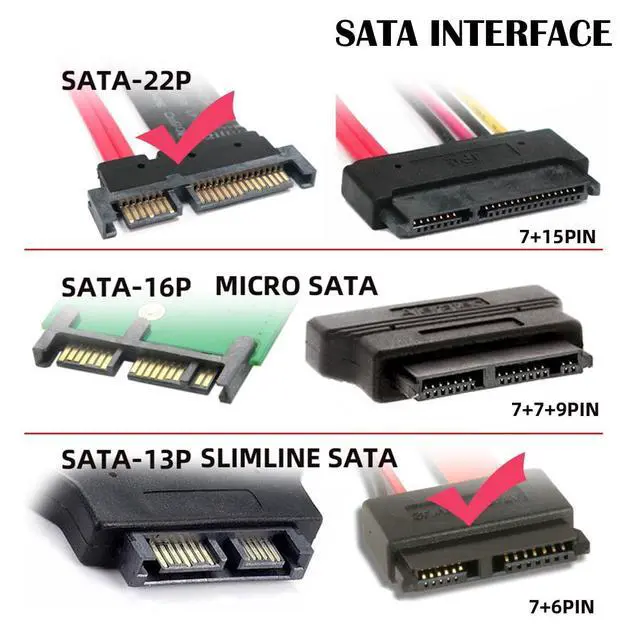 Alt view image 3 of 7 - SATA 22Pin Male to Slimline SATA 13P Female HDD HD Hard Disk Drive Convertor Adapter 6Gbps for Universal Laptop CD DVD-ROM Optical Bay
