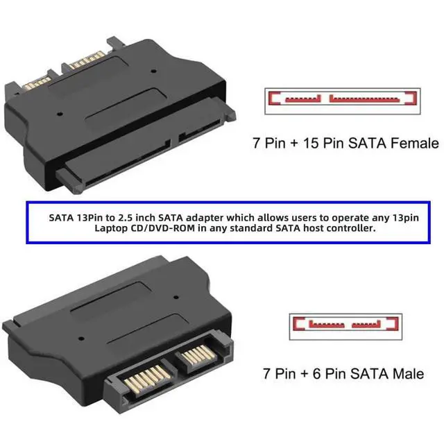 Alt view image 6 of 7 - SATA 22Pin Male to Slimline SATA 13P Female HDD HD Hard Disk Drive Convertor Adapter 6Gbps for Universal Laptop CD DVD-ROM Optical Bay