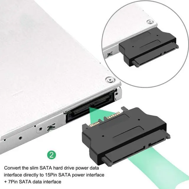 Alt view image 7 of 7 - SATA 22Pin Male to Slimline SATA 13P Female HDD HD Hard Disk Drive Convertor Adapter 6Gbps for Universal Laptop CD DVD-ROM Optical Bay