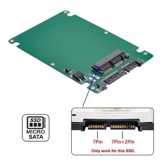 Alt view image 2 of 7 - Micro SATA 7+9p 16pin SSD 1.8" HDD Hard Disk Drive to 2.5" SATA 7+15p 22pin Enclosure 6Gbps for Laptop Desktop