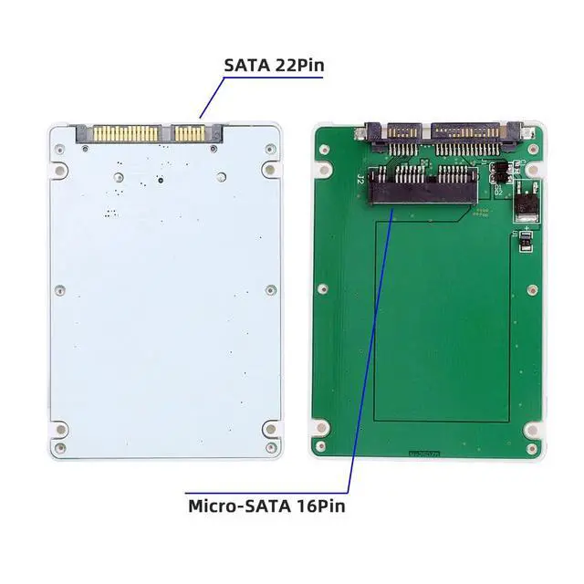 Alt view image 4 of 7 - Micro SATA 7+9p 16pin SSD 1.8" HDD Hard Disk Drive to 2.5" SATA 7+15p 22pin Enclosure 6Gbps for Laptop Desktop