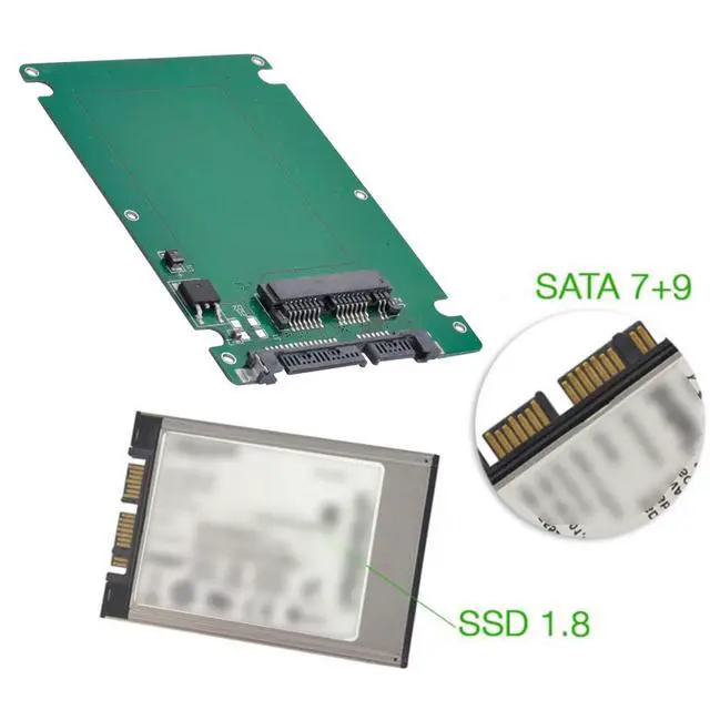 Alt view image 6 of 7 - Micro SATA 7+9p 16pin SSD 1.8" HDD Hard Disk Drive to 2.5" SATA 7+15p 22pin Enclosure 6Gbps for Laptop Desktop