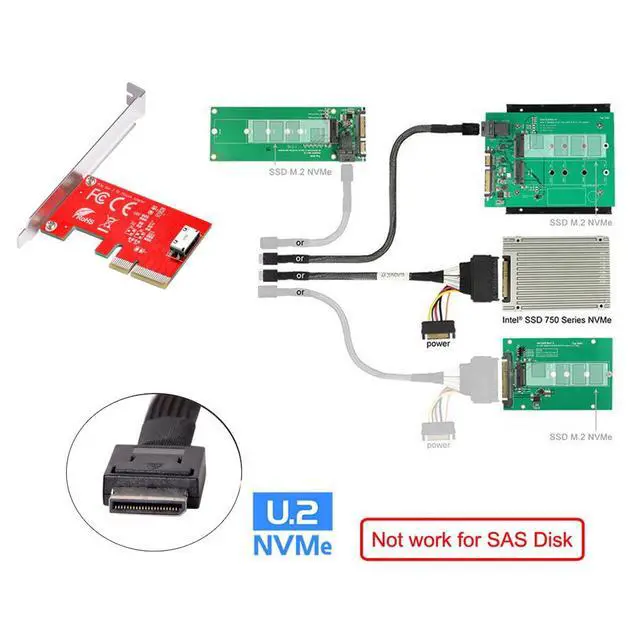 Alt view image 5 of 7 - PCI-E 3.0 Express 4.0 x4 to Oculink Internal SFF-8612 SFF-8611 Host Adapter for PCIe SSD with Bracket