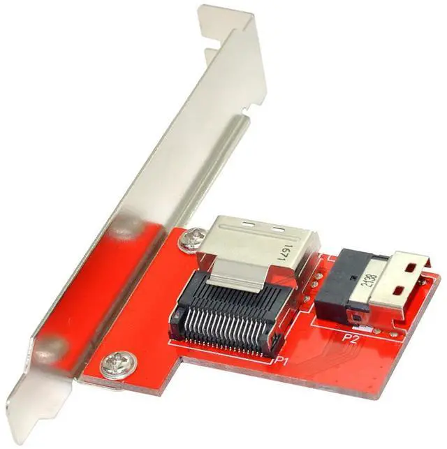 Main image of PCI-Express PCI-E 4.0 SAS Slimline SFF-8654 Female to Mini SAS SFF-8087 Female Adapter PCBA Reversible with 12cm Bracket