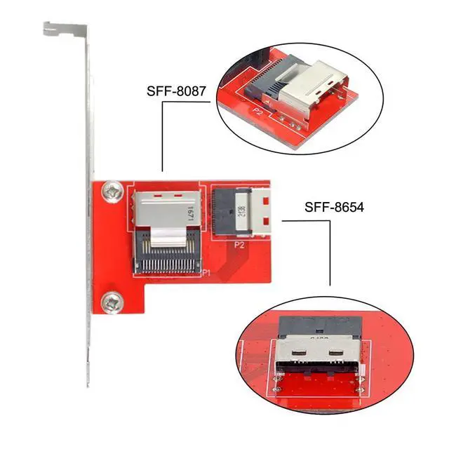Alt view image 6 of 7 - PCI-Express PCI-E 4.0 SAS Slimline SFF-8654 Female to Mini SAS SFF-8087 Female Adapter PCBA Reversible with 12cm Bracket