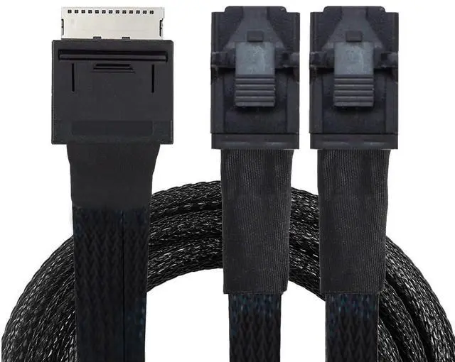 Main image of Detachable Bifurcation Virtual Raid Oculink PCIe PCI-Express SFF-8611 8X 8-Lane to Dual SFF-8643 HD 4X SSD Data Active Cable 50cm