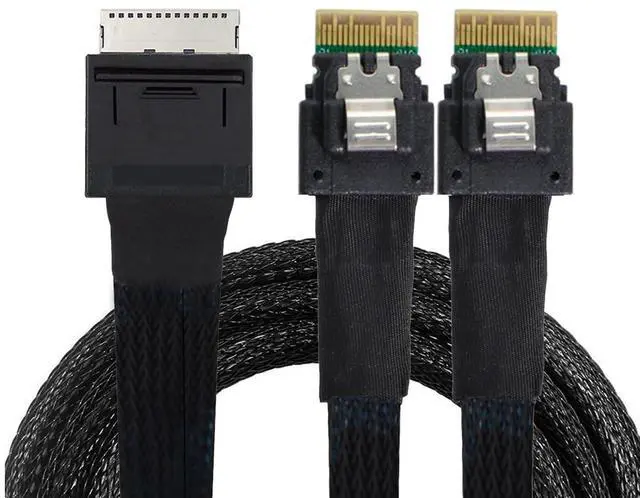 Main image of Detachable Bifurcation Virtual Raid Oculink PCIe PCI-Express SFF-8611 8X 8-Lane to Dual SFF-8654 Slimline 4X SSD Data Active Cable 50cm