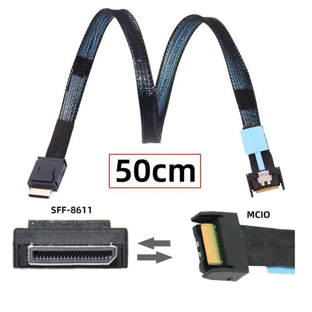 Alt view image 2 of 7 - PCI-E 5.0 Mini Cool Edge IO MCIO PCI-E 4i 38Pin Male to SFF-8611 Oculink 4X Extender Cable for eGPU SSD External Graphics Card 50cm