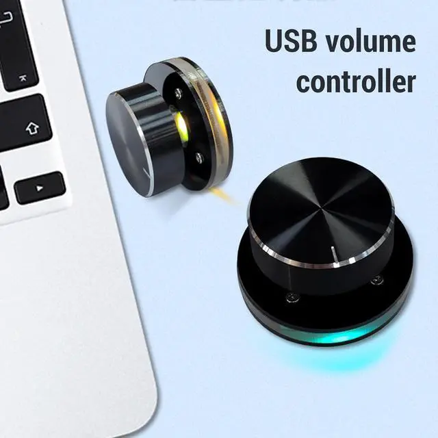 Alt view image 6 of 7 - USB Volume Control Knob for PC, One-Touch Mute Audio Controller with RGB Light, Type-C Plug and Play Multimedia Volume Knob for Windows Computer, Laptop, Desktop and Android Devices