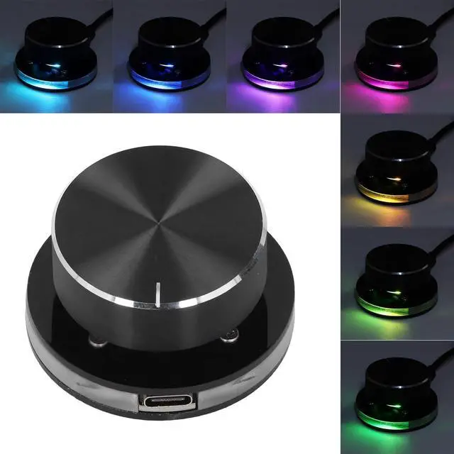 Alt view image 5 of 7 - USB Volume Control Knob for PC, One-Touch Mute Audio Controller with RGB Light, Type-C Plug and Play Multimedia Volume Knob for Windows Computer, Laptop, Desktop and Android Devices