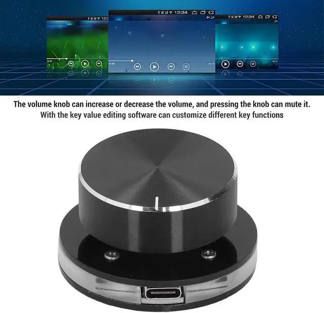 Alt view image 3 of 7 - USB Volume Control Knob for PC, One-Touch Mute Audio Controller with RGB Light, Type-C Plug and Play Multimedia Volume Knob for Windows Computer, Laptop, Desktop and Android Devices