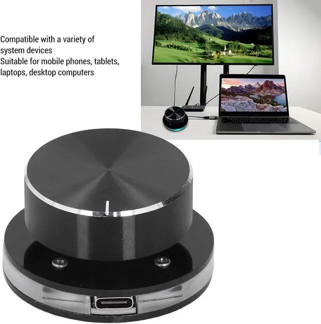 Alt view image 7 of 7 - USB Volume Control Knob for PC, One-Touch Mute Audio Controller with RGB Light, Type-C Plug and Play Multimedia Volume Knob for Windows Computer, Laptop, Desktop and Android Devices