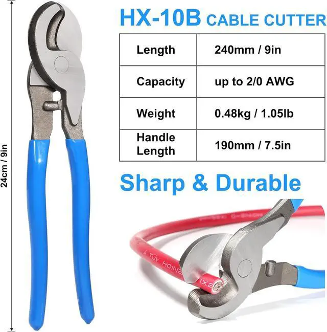 Alt view image 2 of 5 - Battery Cable Crimper Tool for AWG 10, 8, 6, 4, 2, 1/0 Gauge Electrical Lug, Battery Lug Crimping Tool with 62PCS Copper Wire Lugs and Heat Shrink Tubing, Cable Cutter