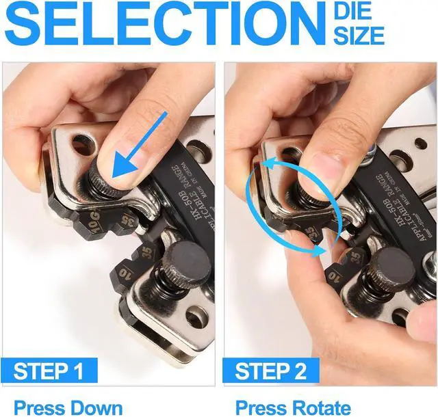 Alt view image 5 of 5 - Battery Cable Crimper Tool for AWG 10, 8, 6, 4, 2, 1/0 Gauge Electrical Lug, Battery Lug Crimping Tool with 62PCS Copper Wire Lugs and Heat Shrink Tubing, Cable Cutter