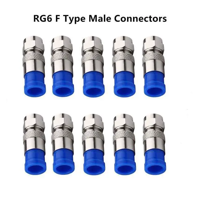 Alt view image 2 of 6 - Coaxial Compression Tool Coax Cable Crimper Kit Adjustable rg6 rg59 rg11 75-5 75-7 Coaxial Cable Stripper with 10pcs RG6 F Compression Connectors - Blue