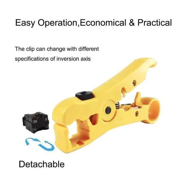 Alt view image 3 of 6 - Coaxial Compression Tool Coax Cable Crimper Kit Adjustable rg6 rg59 rg11 75-5 75-7 Coaxial Cable Stripper with 10pcs RG6 F Compression Connectors - Blue