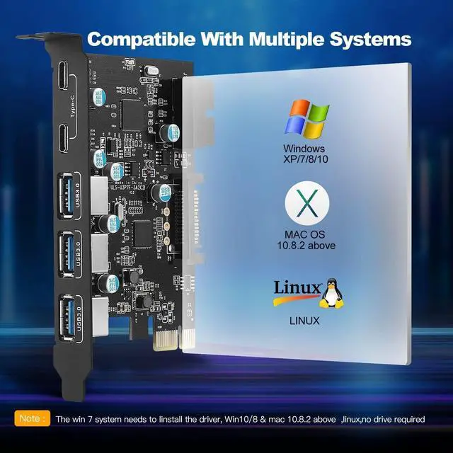 Alt view image 5 of 5 - PCI-E x 1 to USB Expansion Card, 3.0 5Gpbs(3 A - 2 C Internal 19-Pin Header) PCI Express PCIE Motherboard 3.15 4.72 0.7 inch