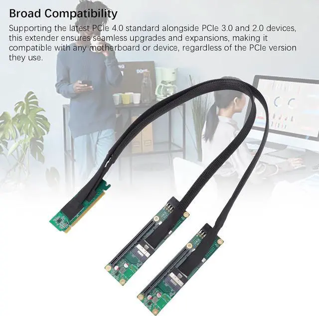 Alt view image 3 of 7 - PCIe 4.0 X16 to SFF 8654 X2 Adapter, Gen4 Split Extender Cable, Plug and Play for Computer Motherboards