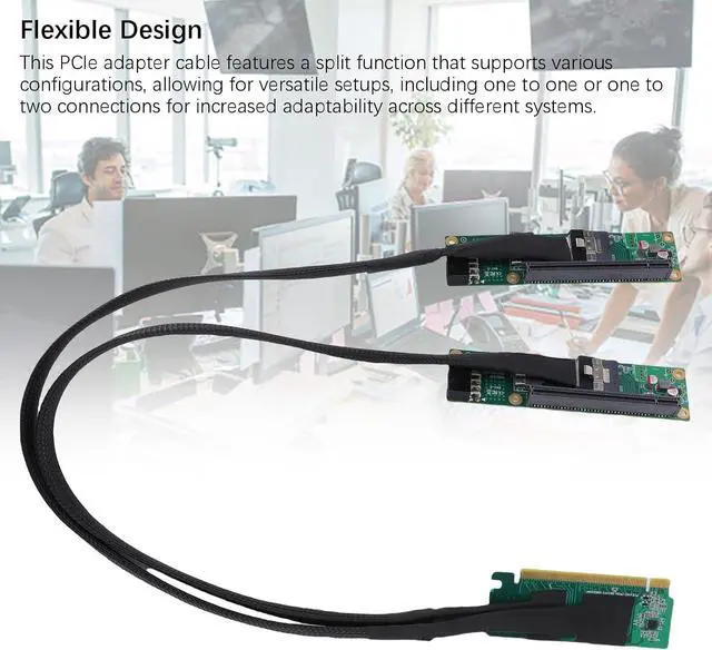 Alt view image 2 of 7 - PCIe 4.0 X16 to SFF 8654 X2 Adapter, Gen4 Split Extender Cable, Plug and Play for Computer Motherboards