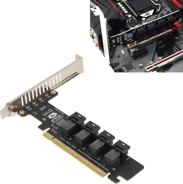 Alt view image 5 of 7 - PCIE to U.2 PCIE X16 Adapter Card 4 Ports U.2 NVME SFF8643 SFF8639 LED Indicator