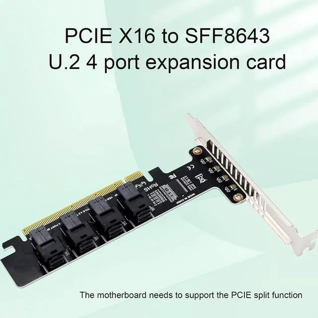 Alt view image 7 of 7 - PCIE to U.2 PCIE X16 Adapter Card 4 Ports U.2 NVME SFF8643 SFF8639 LED Indicator