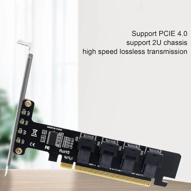 Alt view image 4 of 7 - PCIE to U.2 PCIE X16 Adapter Card 4 Ports U.2 NVME SFF8643 SFF8639 LED Indicator
