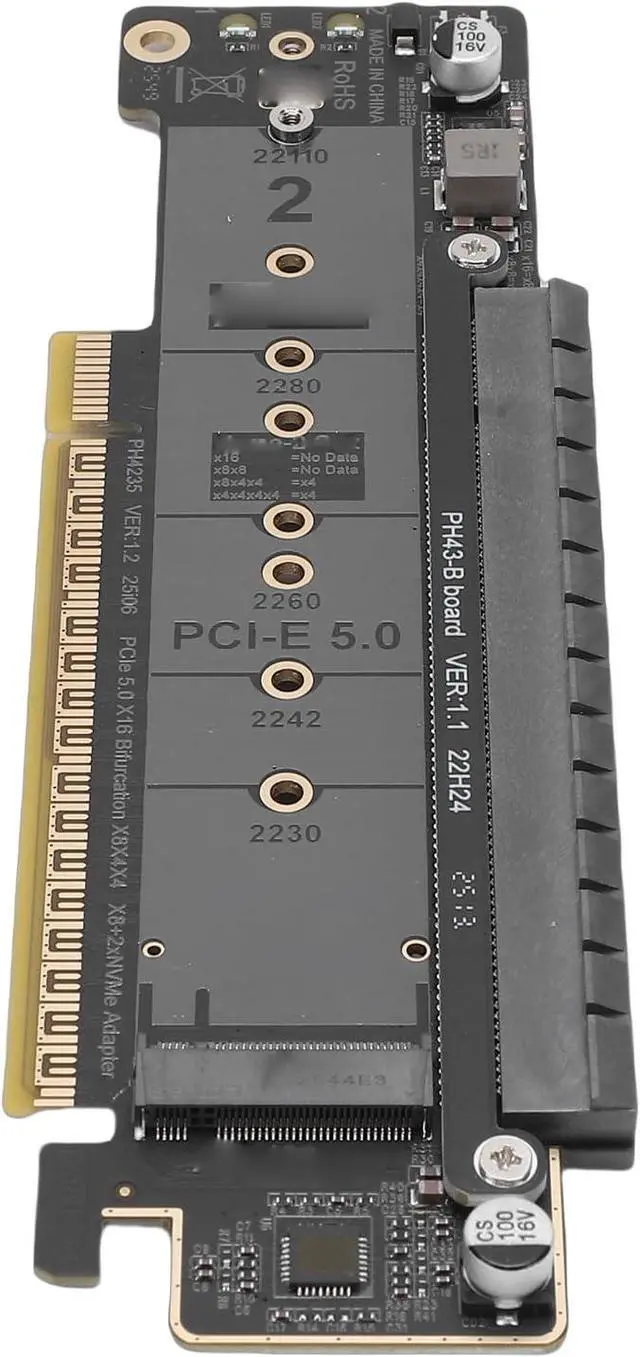 Main image of PCIE 5.0 X16 Dual M.2 NVMe Adapter Card Bandwidth Expansion for Fast SSD Storage PCIE 5.0 Split Design for High Performance Systems
