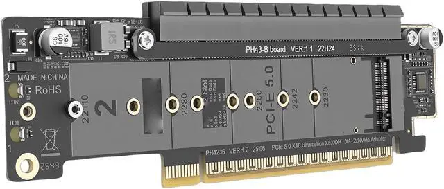 Alt view image 6 of 6 - PCIE 5.0 X16 Dual M.2 NVMe Adapter Card Bandwidth Expansion for Fast SSD Storage PCIE 5.0 Split Design for High Performance Systems