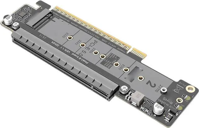 Alt view image 3 of 6 - PCIE 5.0 X16 Dual M.2 NVMe Adapter Card Bandwidth Expansion for Fast SSD Storage PCIE 5.0 Split Design for High Performance Systems