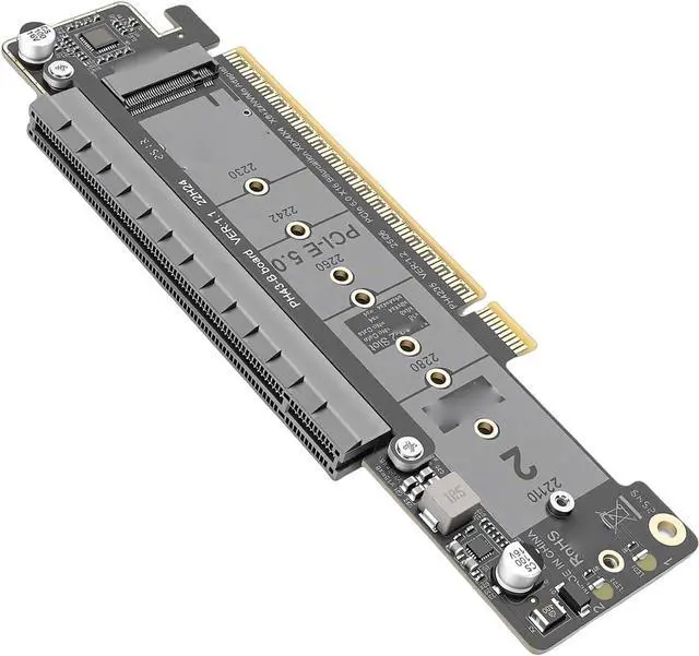 Alt view image 5 of 6 - PCIE 5.0 X16 Dual M.2 NVMe Adapter Card Bandwidth Expansion for Fast SSD Storage PCIE 5.0 Split Design for High Performance Systems