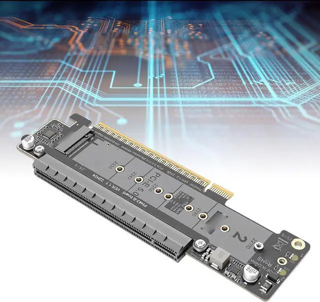 Alt view image 2 of 6 - PCIE 5.0 X16 Dual M.2 NVMe Adapter Card Bandwidth Expansion for Fast SSD Storage PCIE 5.0 Split Design for High Performance Systems