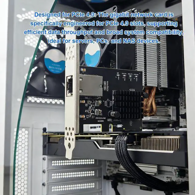 Alt view image 7 of 7 - PCIe X1 10Gb Network Card, 10Gbps Ethernet Adapter with RTL8127AT Controller and PXE Boot Support, for Desktop Server NAS 11 10