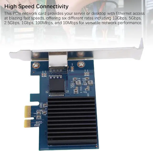 Alt view image 2 of 7 - PCIe Network Card, 10Gbps 5Gbps 2.5Gbps Gigabit Ethernet Adapter, PCI Express 4.0 x1, with RTL8127 Chipset, for Server Desktop, Cat5e Cable