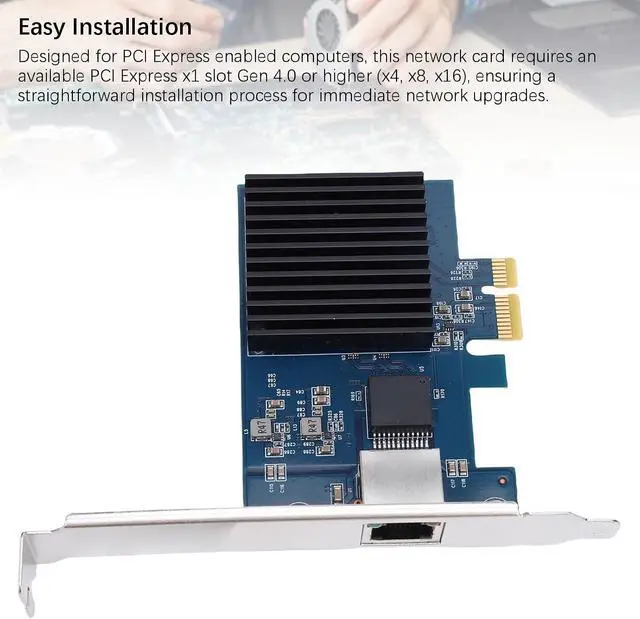 Alt view image 5 of 7 - PCIe Network Card, 10Gbps 5Gbps 2.5Gbps Gigabit Ethernet Adapter, PCI Express 4.0 x1, with RTL8127 Chipset, for Server Desktop, Cat5e Cable
