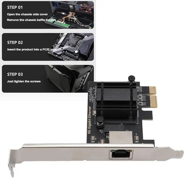Alt view image 7 of 7 - 5Gbps PCIe Network Card, PCI Express x1 3.1 to RJ45 Ethernet Adapter Network Interface Card with PXE Boot, for Win 10 11 Linux PC