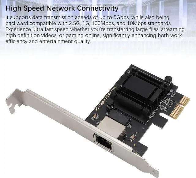 Alt view image 5 of 7 - 5Gbps PCIe Network Card, PCI Express x1 3.1 to RJ45 Ethernet Adapter Network Interface Card with PXE Boot, for Win 10 11 Linux PC